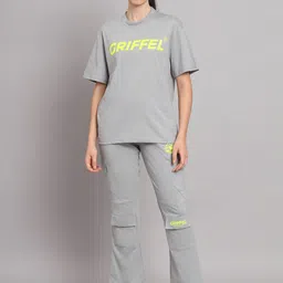 GRIFFEL Typography Printed Mid-Rise Pure Cotton Tracksuit-picture-31