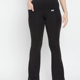 Women Solid Black Track Pants-image-4