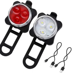 dark horse Imported Bicycle 3 LED USB Rechargeable Front & Rear Light Combo LED Front Rear Light Combo image 2