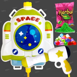 Holi Pichkari for Kids Space Backpack Tank with 100 Water Balloons & 1 Gulal Water Gun-4
