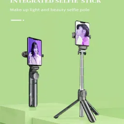 POZUB HIGH QUALITY XT002 WIRELESS SELFIE STICK MULTI-FUNCTION WIRELESS, BLUETOOTH SELFIE STAND ,MOBILE PHOTO SHOOT AND MONOPODS, ,REMOTE CONTROL VIDEO STAND SLR,DSLR STAND CSC WITH REMOTE TRIPOD STAND AND WIRELESS SELFI STAND, BLUETOOTH SELFI STICK AND REMOTE SELFI STAND, SELFIE STICK SHORT VEIDO MAKER STAND , MOBILE HOLDER STAND Tripod Ball Head, Tripod Kit image 5