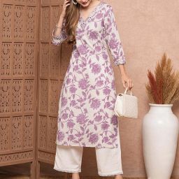 Women Floral Print Viscose Rayon Straight Kurta-image-34