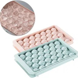 Reusable Flexible Round Ice Cube Trays Molds for Whiskey & Cocktails,Keep Drinks Pink, Blue Plastic Ice Ball Tray-2