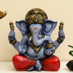 vedas Ganpati Devi Table Decor (Blue & Red)-picture-5
