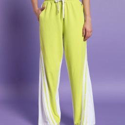 Women Solid Light Green, White Track Pants-image-82