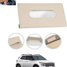 Beige Leatherite Rectangle Shape Fancy Design Tissue Dispencer For Car-213 Vehicle Tissue Dispenser-7