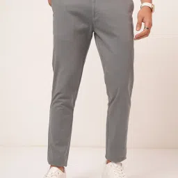 Men Grey Cotton Blend Trousers-image-38