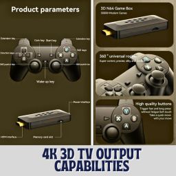 GROZA Wireless TV 4K M33 Game Stick 2.4G 3D Output Support 45 emulators, 30k + Games 30k+Games GB with Action, Adventure, Fighting, Racing-image-90