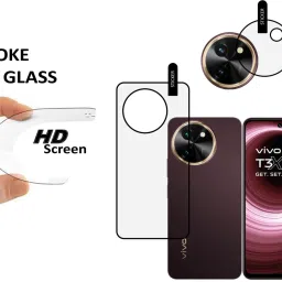 MOBKAVACH Front and Back Tempered Glass for VIVO T3x 5G WITH CAMERA LENS PROTECTOR image 3