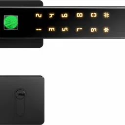 OZONE Smart Internal Door Lock for Wooden & Metal Doors with 4-way Access Mobile App, Fingerprint, Password and Emergency Key | Black Smart Door Lock-1