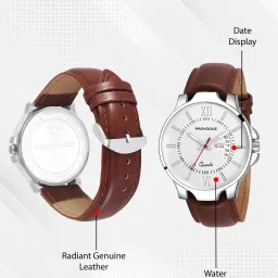 provogue Trending Premium Quality Day & Date Functioning for Boys Analog Watch- For Men SK-PG-4078-WYT-BRWN Basic with Day and Date Display image 2