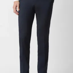 Men Slim Fit Blue Polyester Trousers-image-30