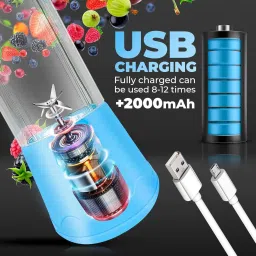 praaj Portable Rechargable Juicer With 2 USB Port (Micro USB & USB Type-A) 40 W Juicer Mixer Grinder image 2