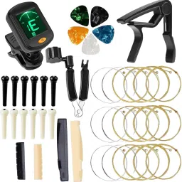 Acoustic Guitar Accessories Tool Kit 3 Guitar String Set, Tuner, Capo, Winder, Saddle Set Guitar String-54