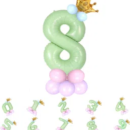 Solid Birthday/Anniversary Decoration Pastel Balloons,Crown,8 Number Foil Balloons Set Letter Balloon-image-68