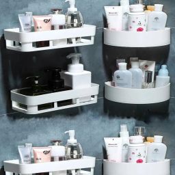 Combo of 6 Pieces Plastic Wall Shelf (3 Corner Shelves + 3 Bathroom Shelves) Plastic Wall Shelf-43