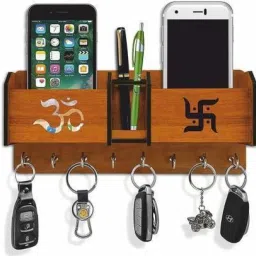 2 Shelf Mobile Stand and Pen holder Wood Key Holder-image-46