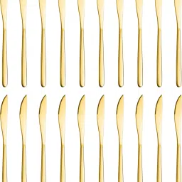 20 Pcs Luxury Golden Cutlery Set Dinner Table Steak Knife|Home,Restaurant,Gift Stainless Steel Steak Knife, Cheese Knife, Dessert Knife, Fruit Knife, Table Knife Set-11