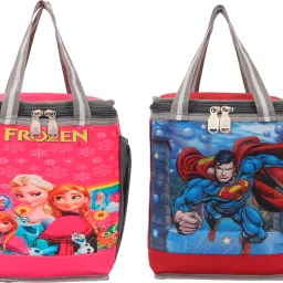 Frozen/Superman Combo (Pack of 2 ) Lunch Bag For Kids Picnic/School/Office Waterproof Lunch Bag-image-47