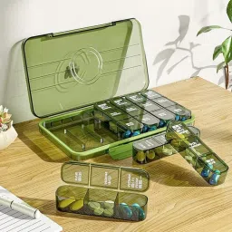 Weekly Pill Organizer 7 Day, 3 Times a Day Portable Travel Pill Box with Large Compartments | Moisture-Proof Medicine Case Pill Box-16