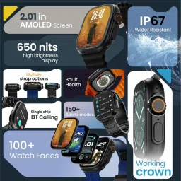 Boult Crown Pro 2.01" AMOLED, BT Calling, Working Crown, AOD, Zinc Alloy Frame, SpO2 Smartwatch image 2