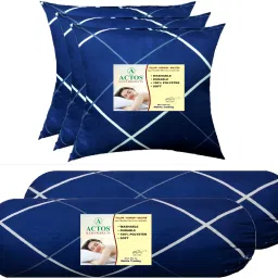 3 Cushion And 2 Microfibre Geometric Bolster Pack of 5-image-47
