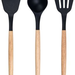 3-Pcs Silicone Spatula Cooking Set with Wooden Handles for Non-Stick Cookware Kitchen Tool Set-7