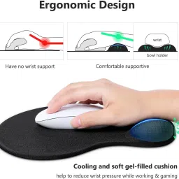 Karuna Ergonomic Mouse Pad with Gel Wrist Rest Support/Gming Mouse pad with Lycra Cloth Non Slip Base Dual Sided Mousepad image 3
