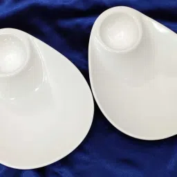 Division and Partition Plate for Starter/Breakfast/Snacks/ Home and Kitchen Set of 2 Dinner Plate Oval Shape(White 100% Pure Melamine Chip & Dip Tray-image-68