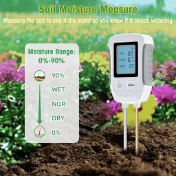 zitronix Soil Moisture Meter Precison Agriculture Soil Meter (without Battery) Soil Meter 3 in 1 Professional Dual Probes Soil Meter for Moisture /Temp/PH LCD All-in-One Digital Moisture Measurer image 3
