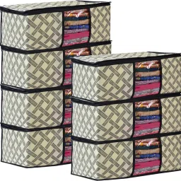 MERAO Non Woven Saree Cover Storage Zipper Bag(YELLOW BLACK SET 7) Jersey Cotton Laundry Bag-picture-29