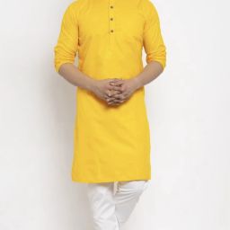 Men Solid Cotton Blend Straight Kurta-image-85