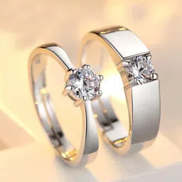 Valentine Special Couple Ring King Queen Design Adjustable Forever Love Promise Propose Engagement Anniversary Wedding Finger Ring for Girlfriend Boyfriend Husband Wife Soulmate Latest Design Fancy Pack of 2 Stainless Steel Titanium Plated Ring-image-37