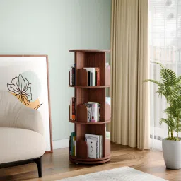 360° Rotating Engineered Wood Open Book Shelf-1