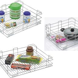 Utensil Kitchen Rack Steel Plain Kitchen Basket (17X20 Set of 3) Kitchen Drawer / Kitchen Cabinet Steel-image-18