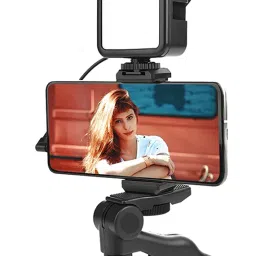 AMUSING Vlogging Video Making Kit with tripod, holder, microphone & led light Monopod Kit, Tripod Kit-27