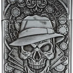 Lighter Windproof Cigarette Lighter for Men Lighter Gambling Skull Emboss Lighter for Men Refillable Metal Pocket Lighter | Cool Gambling Skull Design Pocket Lighter-image-89