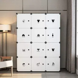 ® 12 Door Plastic Sheet Wardrobe Storage Rack Closest Organizer PP Collapsible Wardrobe-image-16