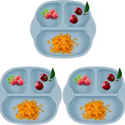 Pack of 3 Self-Feeding Baby Dish With Suction Cups,Toddler Plates,Microwave Safe- Silicone-picture-10