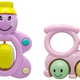 kidz n toys Colorful Non Toxic Pack of 6 Rattle Set with Teether for, Toddlers Babies Rattle image 2