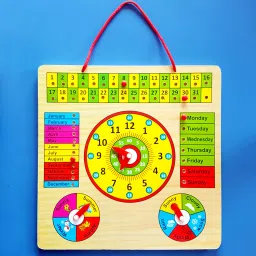 Wooden Calendar Clock Weather and Seasons Toy for Kids Learning Education Board-14