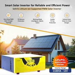 seltrik 1100VA 12V PWM Lithium-ion Supported Solar Inverter for your home & Business 1100VA 12V Lithium-ion Supported PWM Solar Inverter Pure Sine Wave Inverter image 3