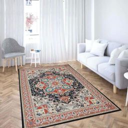 presto Orange Traditional Polyester 5 ft x 7 ft Machine made Carpet-picture-10