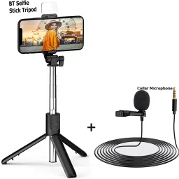 POZUB Bluetooth Selfie Stick with Selfie Light,Tripod Stand holder+Lavalier Collar Mic Tripod, Monopod, Monopod Kit, Tripod Ball Head, Tripod Bracket, Tripod Clamp, Tripod Kit-18