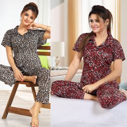 sidwa Women Night Suit Set Multicolor Printed-picture-44