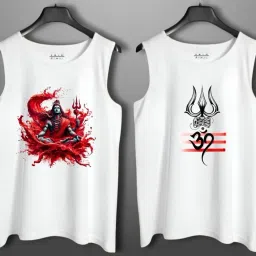 Pack of 2 Men’s Lord Shiva Trishul Printed Polyester Vest Men Vest-image-28