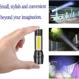 aubade ( Pack 2 ) Mini Pocket Light Zoom COB USB Led WaterProof 6 hrs Torch Emergency Light image 4