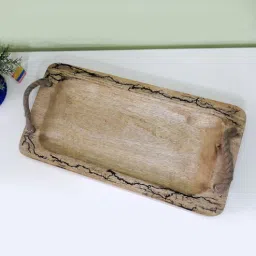 disoo fashions Natural Brown Handpainted Wood Serving Tray-picture-30