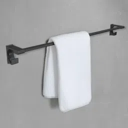 IBL 49-GH Anti-Rust Towel Rod with 2 Hooks for Loofah or Bathing Sponge Dark Grey Towel Holder-image-84