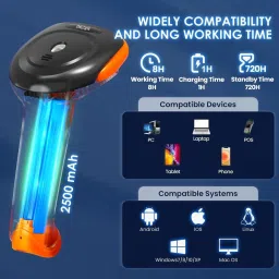 OnlyU Wireless 2D&1D (Bluetooth+USB+2.4GHz) Barcode Scanner(QR Code) inbuilt Battery Induction Scanning with Built-in Illumination Light (1 Year Warranty) 2D Camera Barcode Scanner image 5